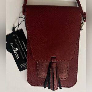 NWT K Carroll Red/Shimmer Vegan Crossbody with RFID protection